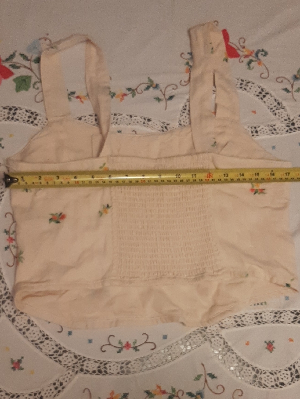 NWT π Dex Floral EMROIDERED Linen Blend Crop Top w Adjustable Straps Sz XL - Picture 15 of 16
